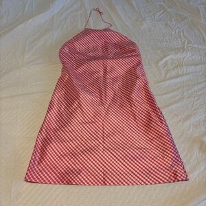 Vintage Ralph Lauren Pink and White Gingham Silk Mini Dress sz 12